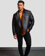 Skull and Bones Black Motorcycle Jacket