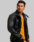 Skull and Bones Black Motorcycle Jacket