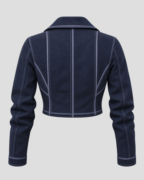 Alexis Purcell Halloween Blue Cotton Cropped Jacket