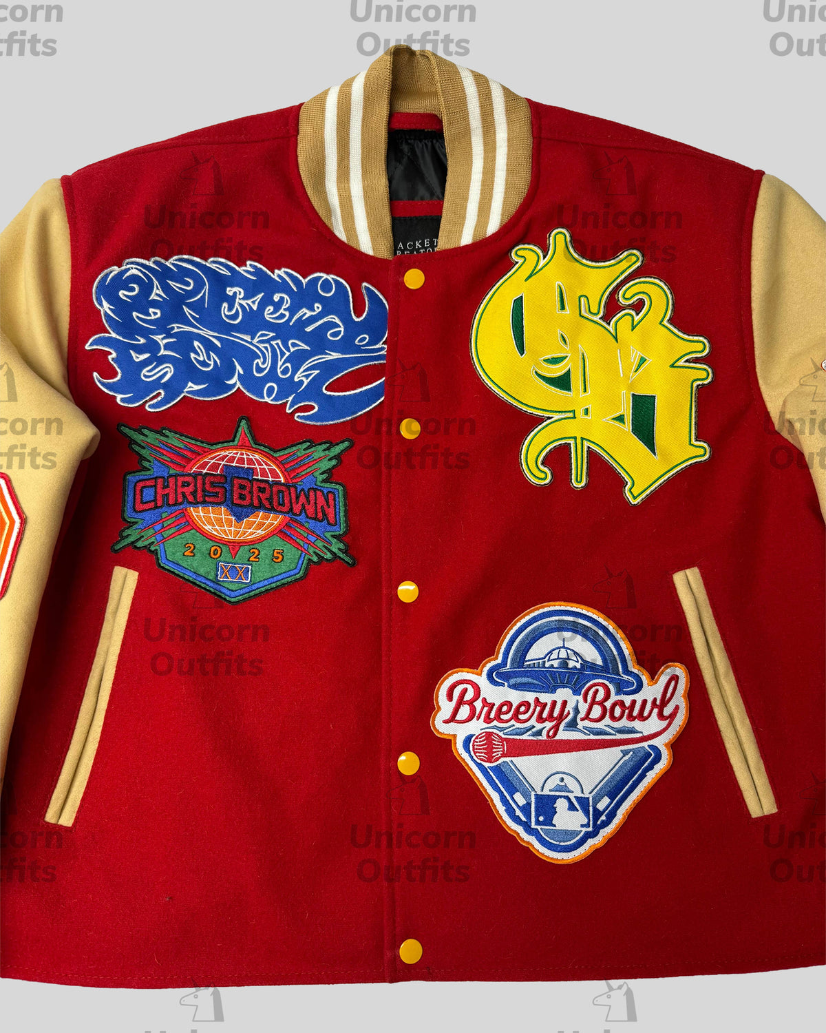Chris Brown Breezy Bowl XX Tour Red Bomber Jacket