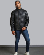 Men's Diamond Quilted Leather Biker Jacket