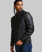 Men's Diamond Quilted Leather Biker Jacket