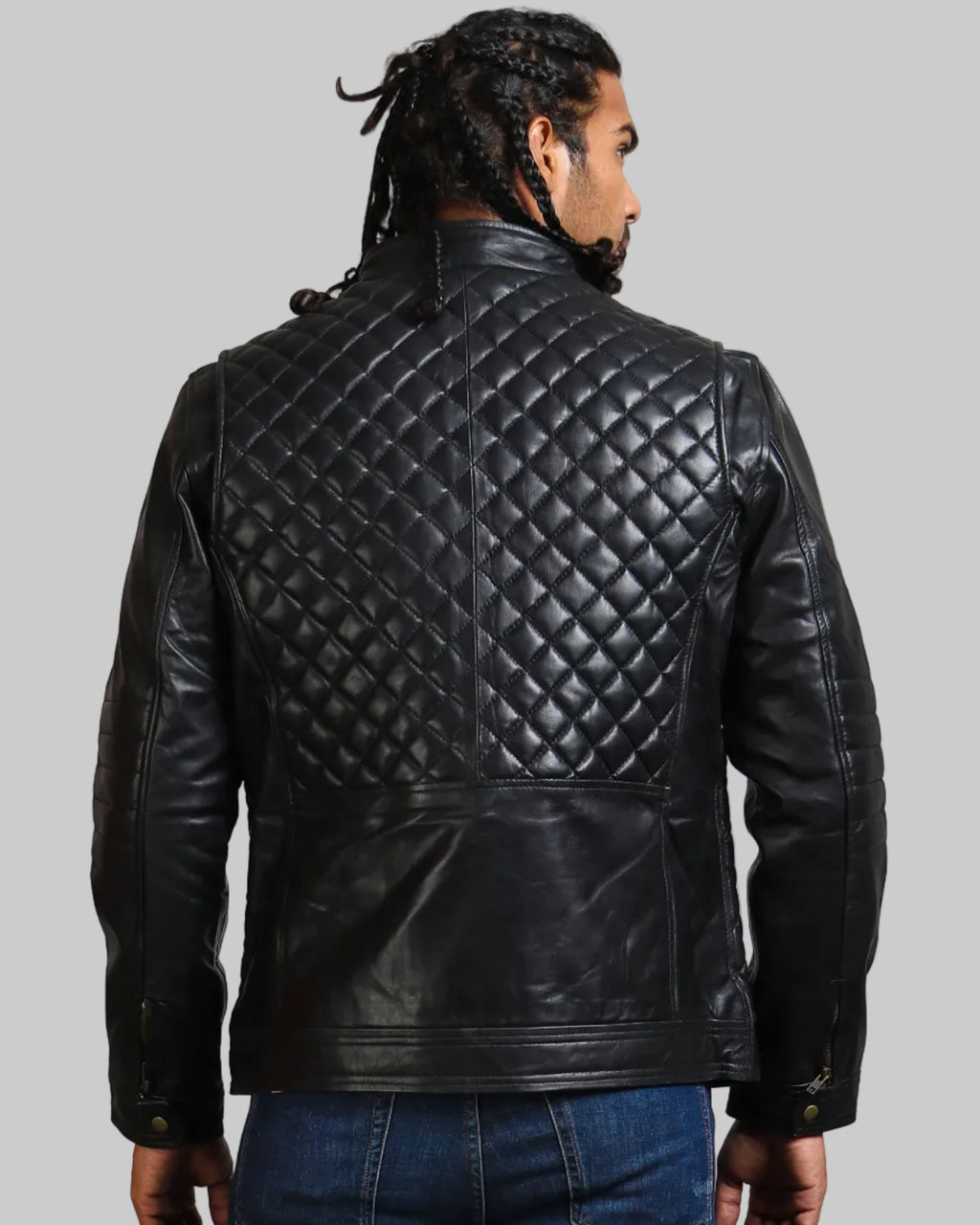 Men's Diamond Quilted Leather Biker Jacket