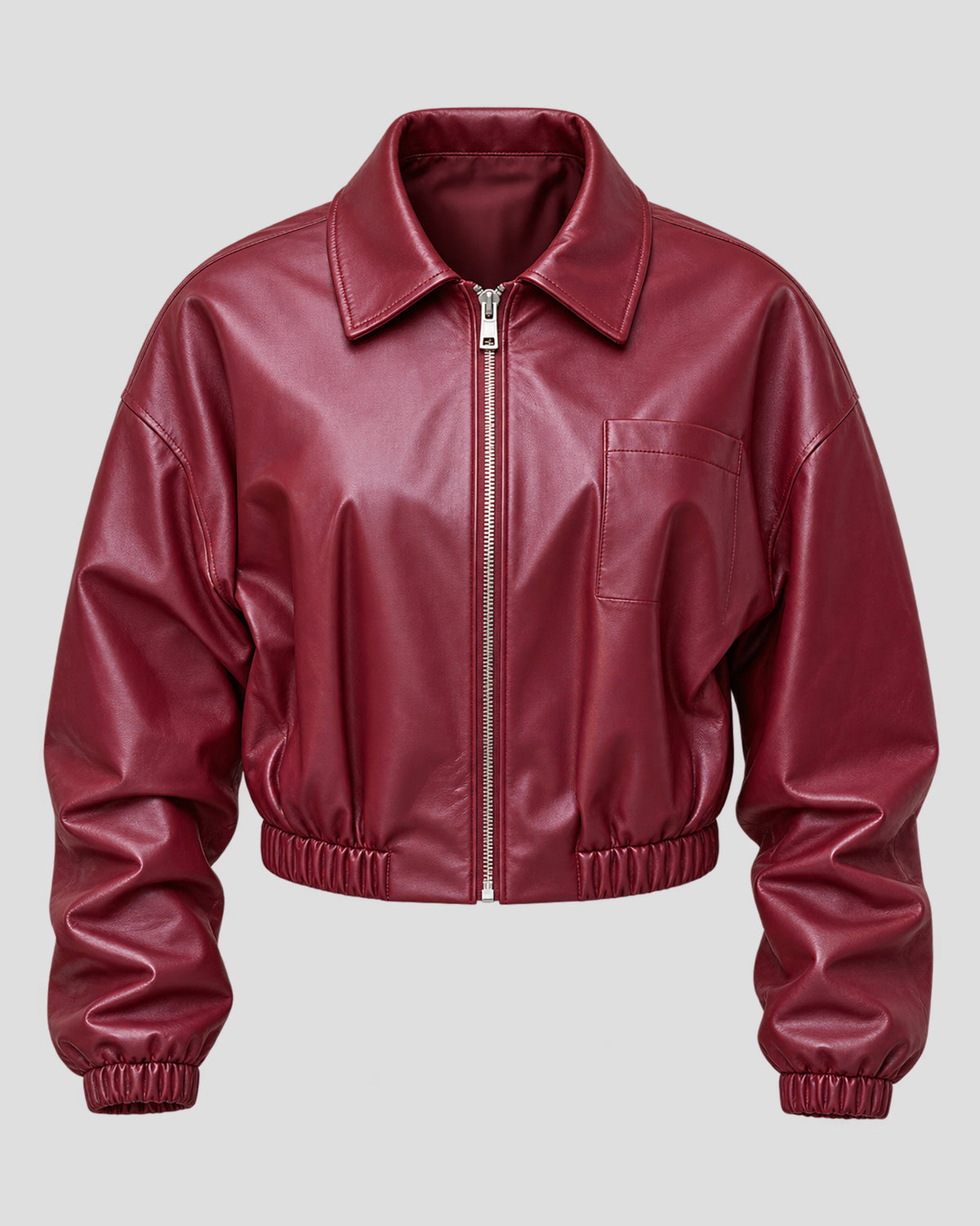 Florence Pugh Street Style Burgundy Leather Jacket