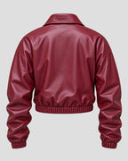 Florence Pugh Street Style Burgundy Leather Jacket