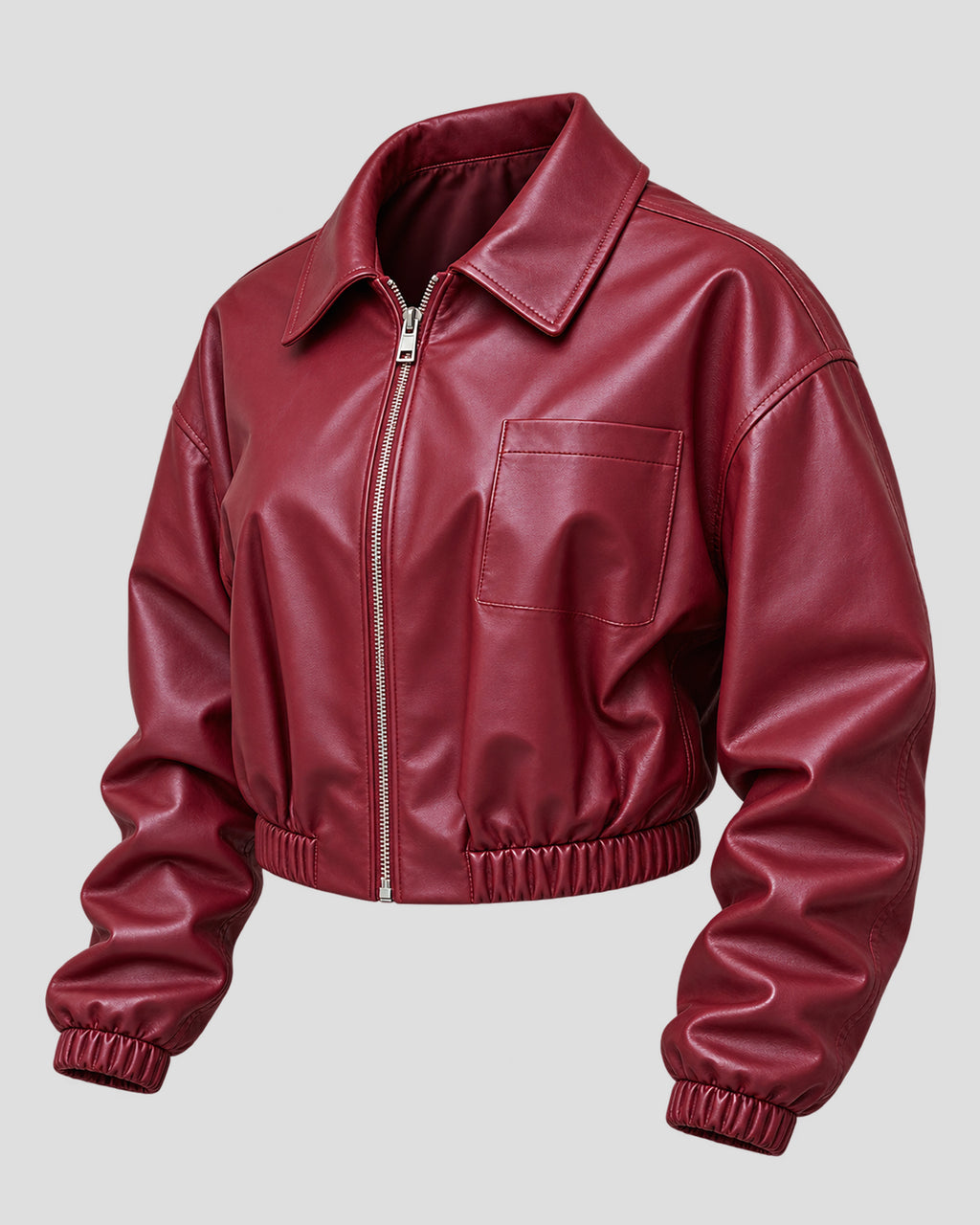 Florence Pugh Street Style Burgundy Leather Jacket