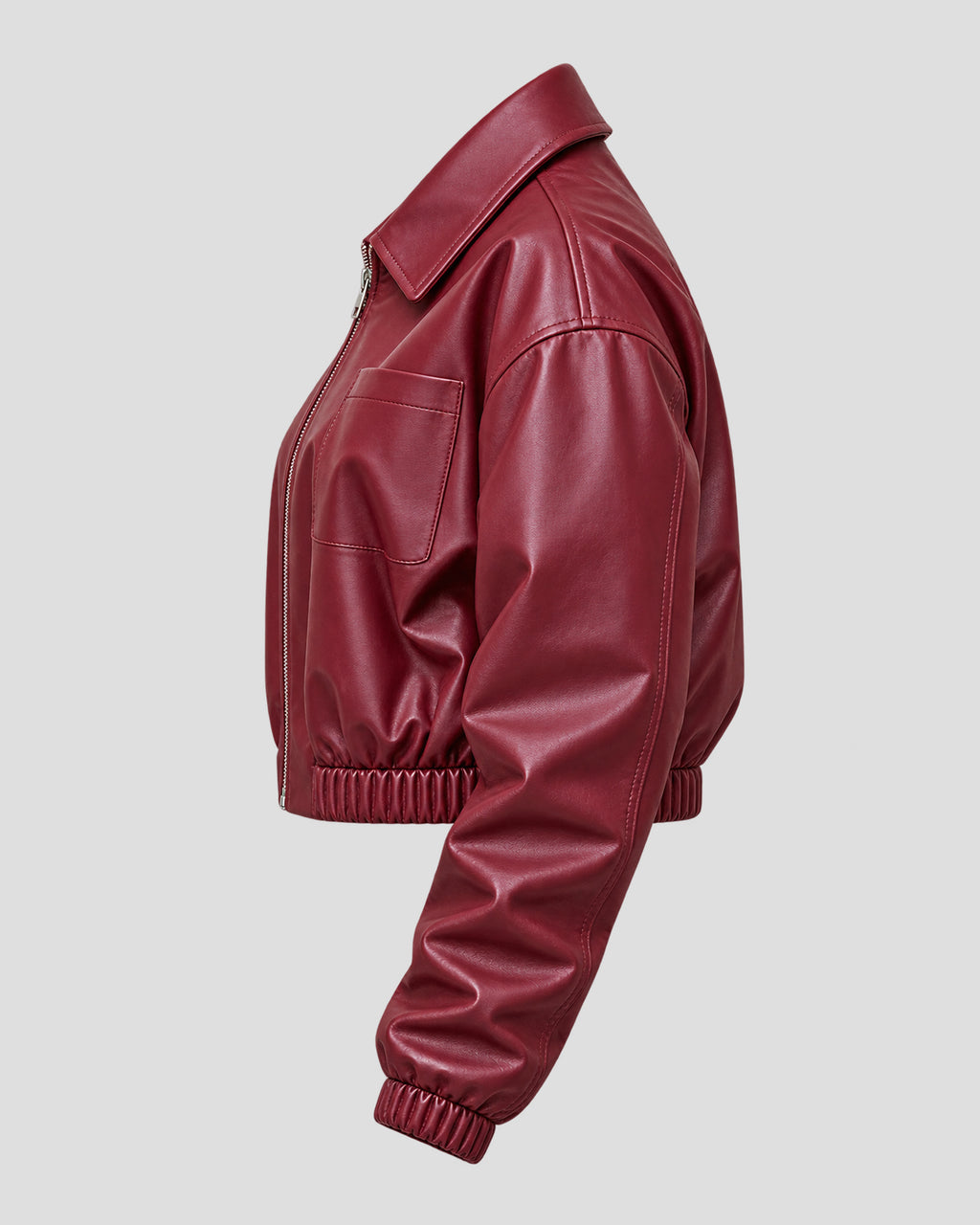 Florence Pugh Street Style Burgundy Leather Jacket