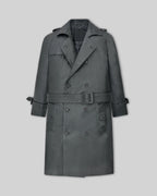 Gray Leather Dylan McDermott Trench Coat