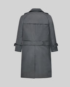 Gray Leather Dylan McDermott Trench Coat