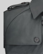 Gray Leather Dylan McDermott Trench Coat