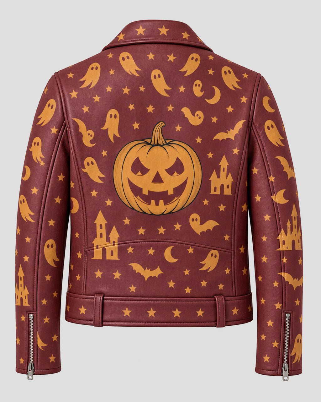 Halloween Burgundy Biker Leather Jacket