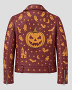 Halloween Burgundy Biker Leather Jacket