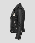 Halloween Ghost Print Vintage Black Biker Leather Jacket