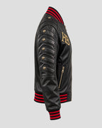 Halloween Gothic Devil Black Bomber Leather Jacket