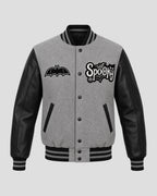 Halloween Gray and Black Spooky Varsity Jacket