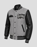 Halloween Gray and Black Spooky Varsity Jacket