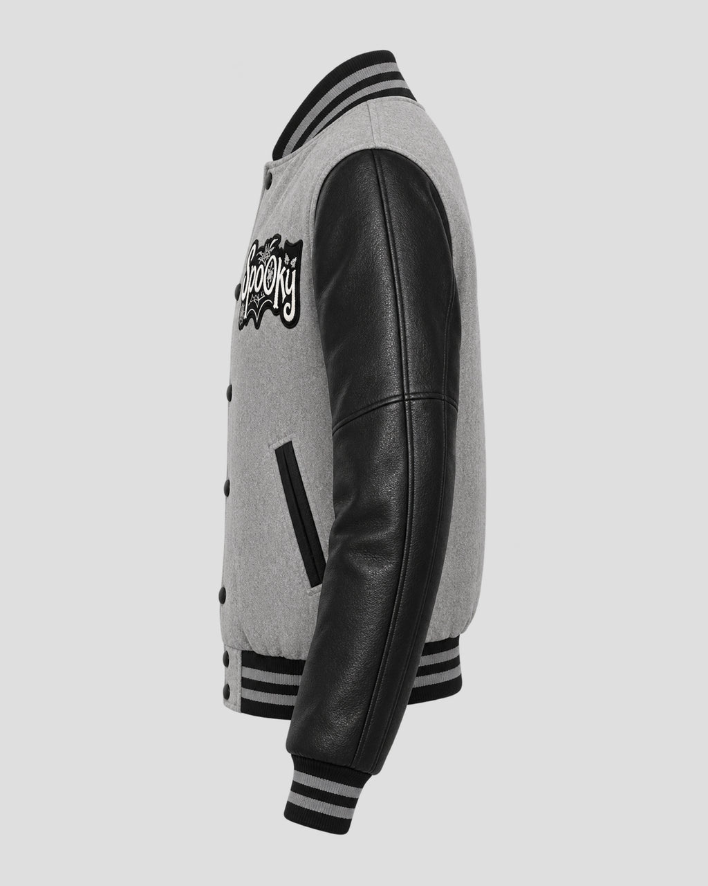 Halloween Gray and Black Spooky Varsity Jacket