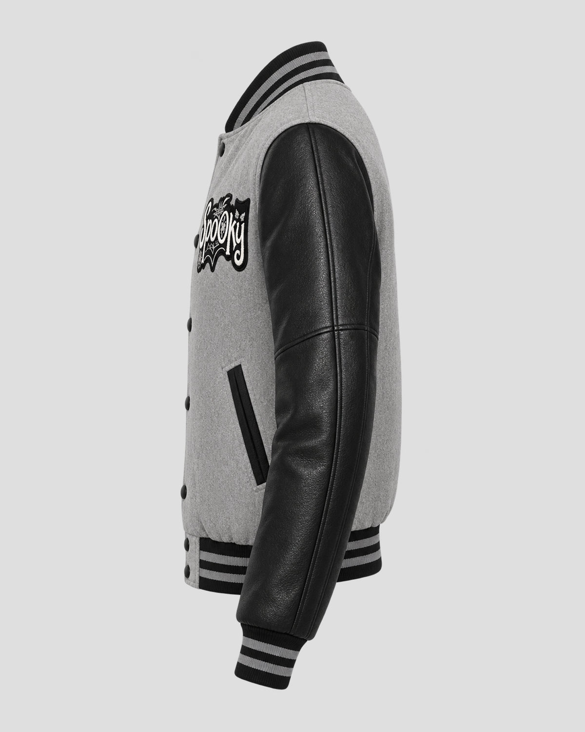 Halloween Gray and Black Spooky Varsity Jacket