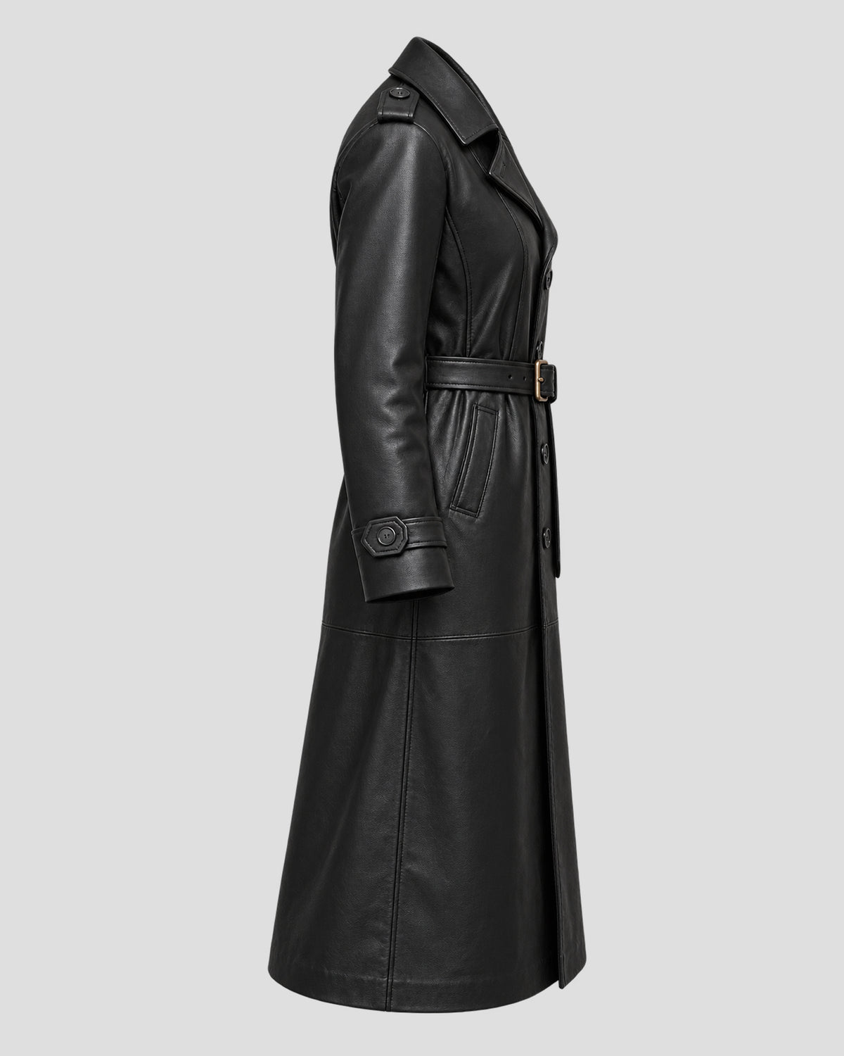 Halloween Jack o Lantern Black Leather Trench Coat