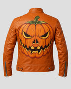 Halloween Jack o lantern Orange Leather Jacket