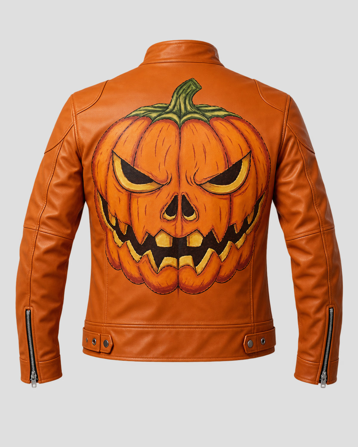 Halloween Jack o lantern Orange Leather Jacket