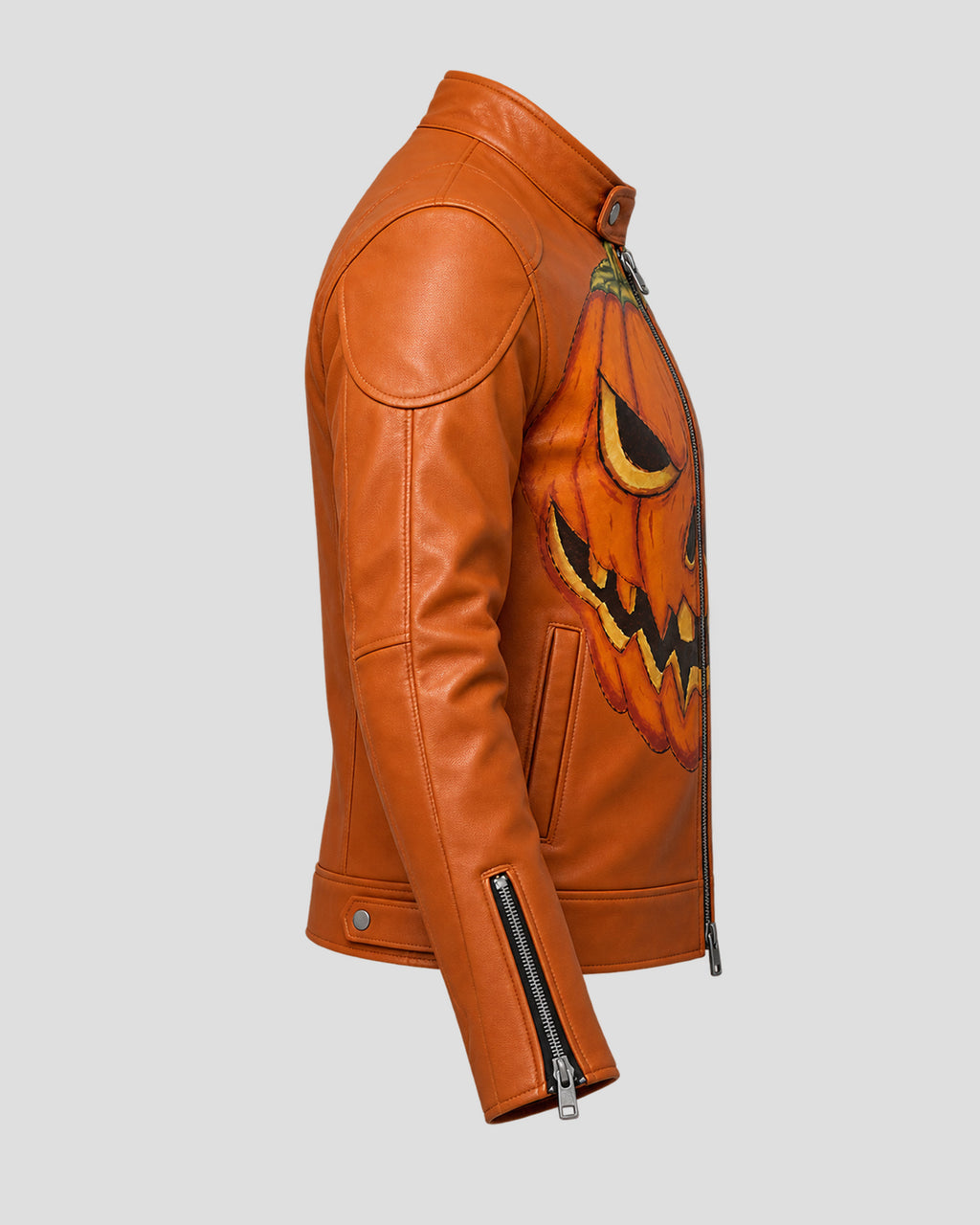 Halloween Jack o lantern Orange Leather Jacket