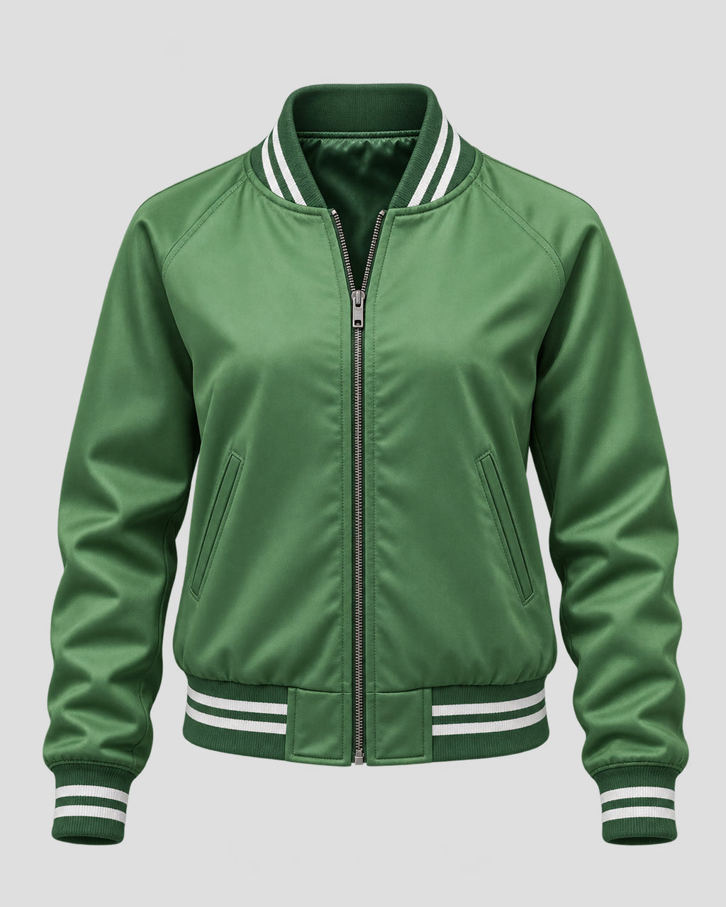 Halloween Lynda van der Klok Green Satin Bomber Jacket