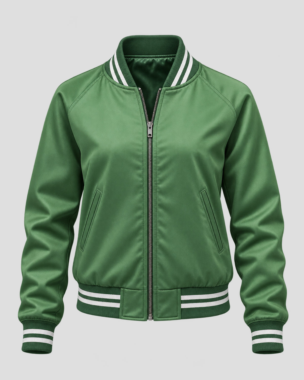 Halloween Lynda van der Klok Green Satin Bomber Jacket