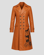 Halloween Pumpkin The Shadow Veil Tan Leather Coat