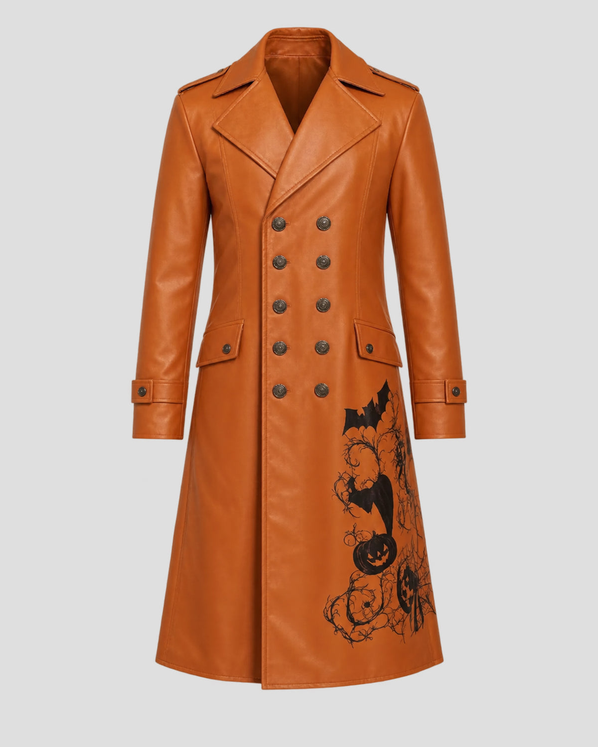 Halloween Pumpkin The Shadow Veil Tan Leather Coat