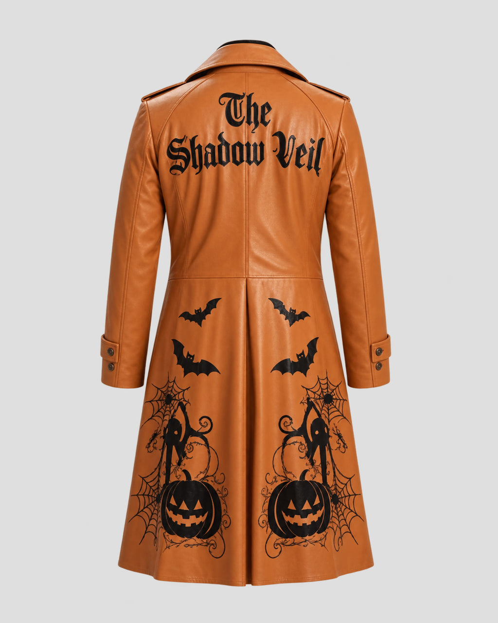 Halloween Pumpkin The Shadow Veil Tan Leather Coat