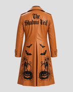 Halloween Pumpkin The Shadow Veil Tan Leather Coat
