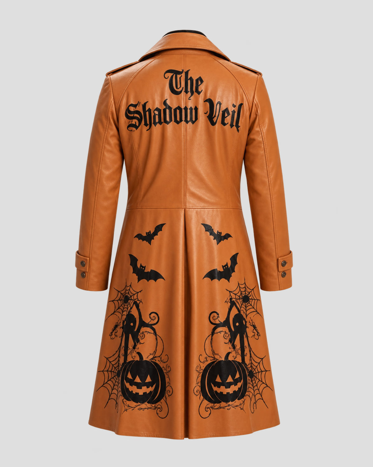 Halloween Pumpkin The Shadow Veil Tan Leather Coat
