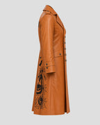 Halloween Pumpkin The Shadow Veil Tan Leather Coat