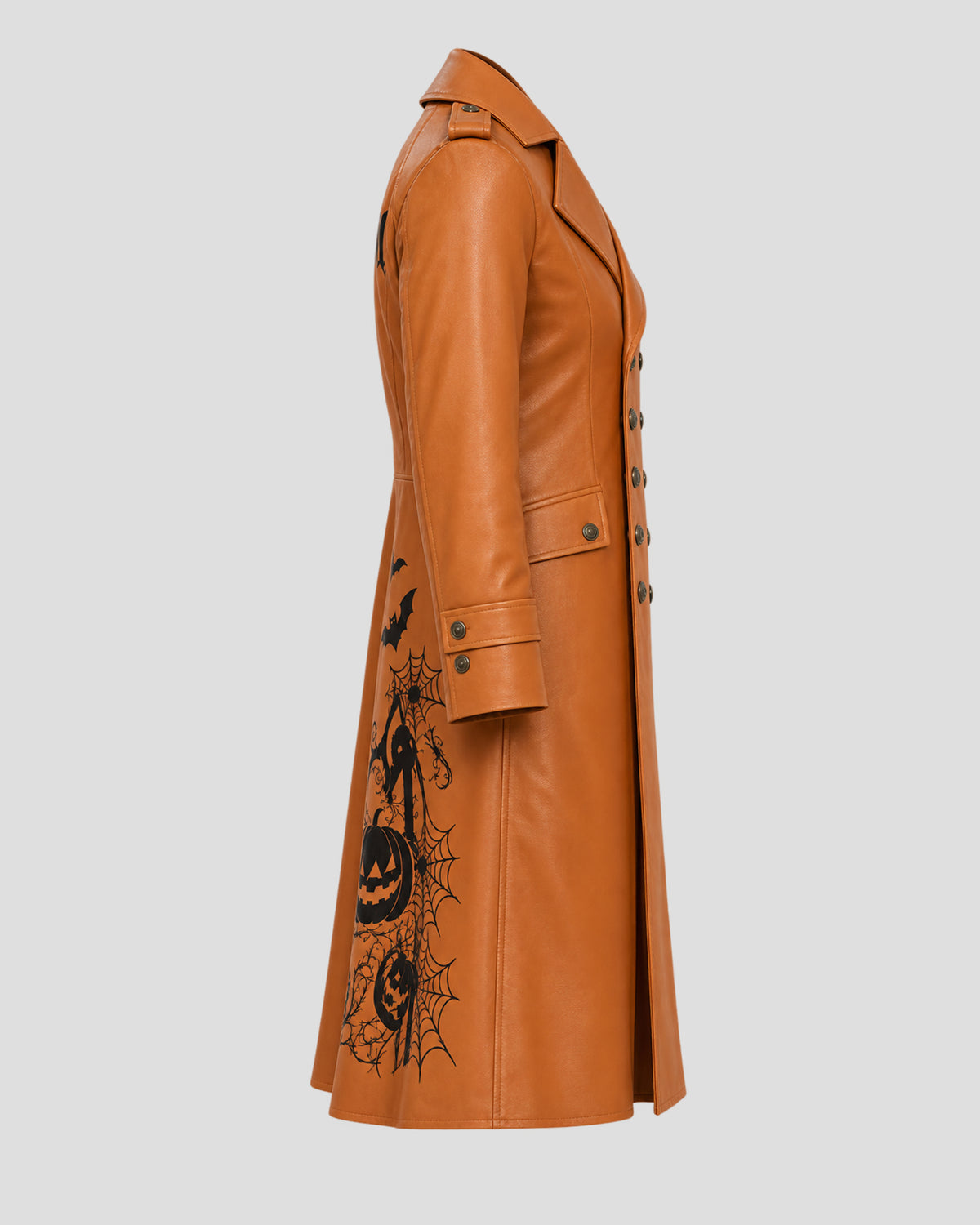 Halloween Pumpkin The Shadow Veil Tan Leather Coat