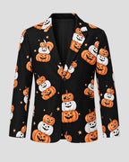Halloween Pumpkins Printed Black Blazer