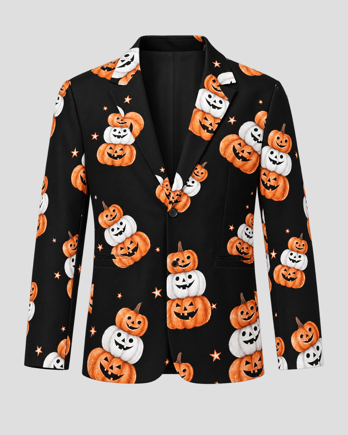 Halloween Pumpkins Printed Black Blazer