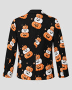 Halloween Pumpkins Printed Black Blazer