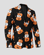 Halloween Pumpkins Printed Black Blazer