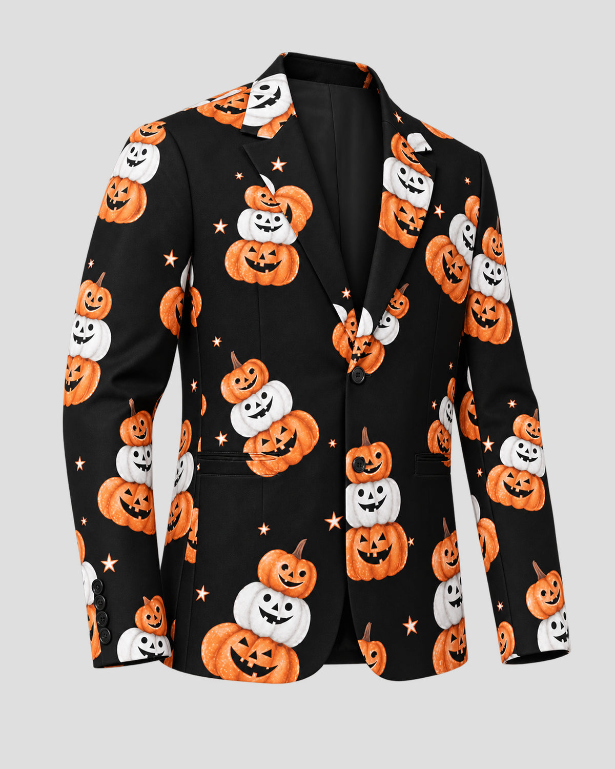 Halloween Pumpkins Printed Black Blazer