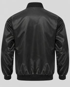 Halloween Scary Pumpkin Black Satin Bomber Jacket