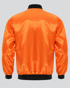 Halloween Scary Pumpkin Orange Satin Bomber Jacket