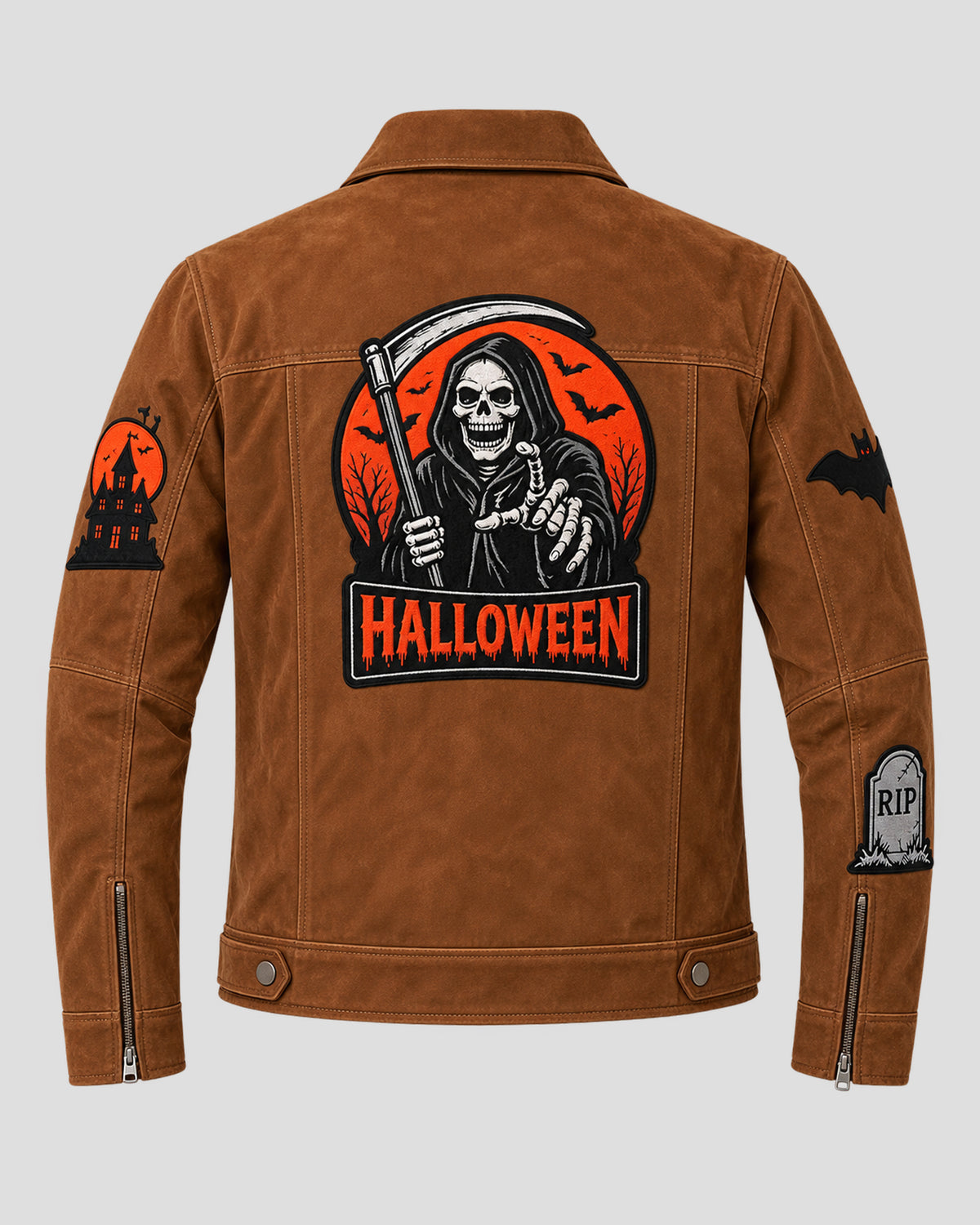 Halloween Vintage Brown Suede Leather Jacket