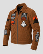 Halloween Vintage Brown Suede Leather Jacket