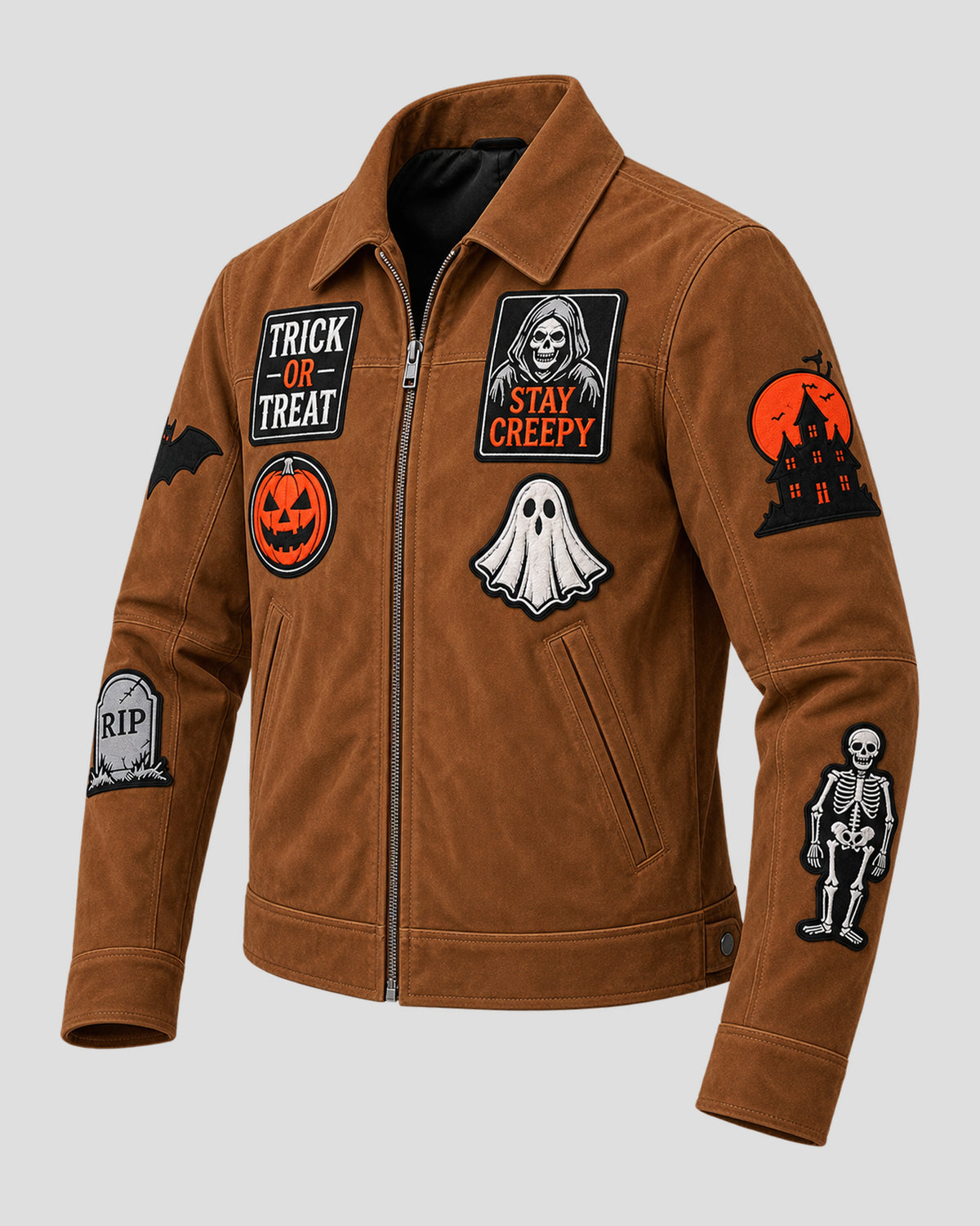 Halloween Vintage Brown Suede Leather Jacket