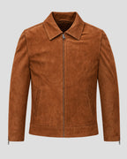 John Krasinski Brown Suede Leather Jacket