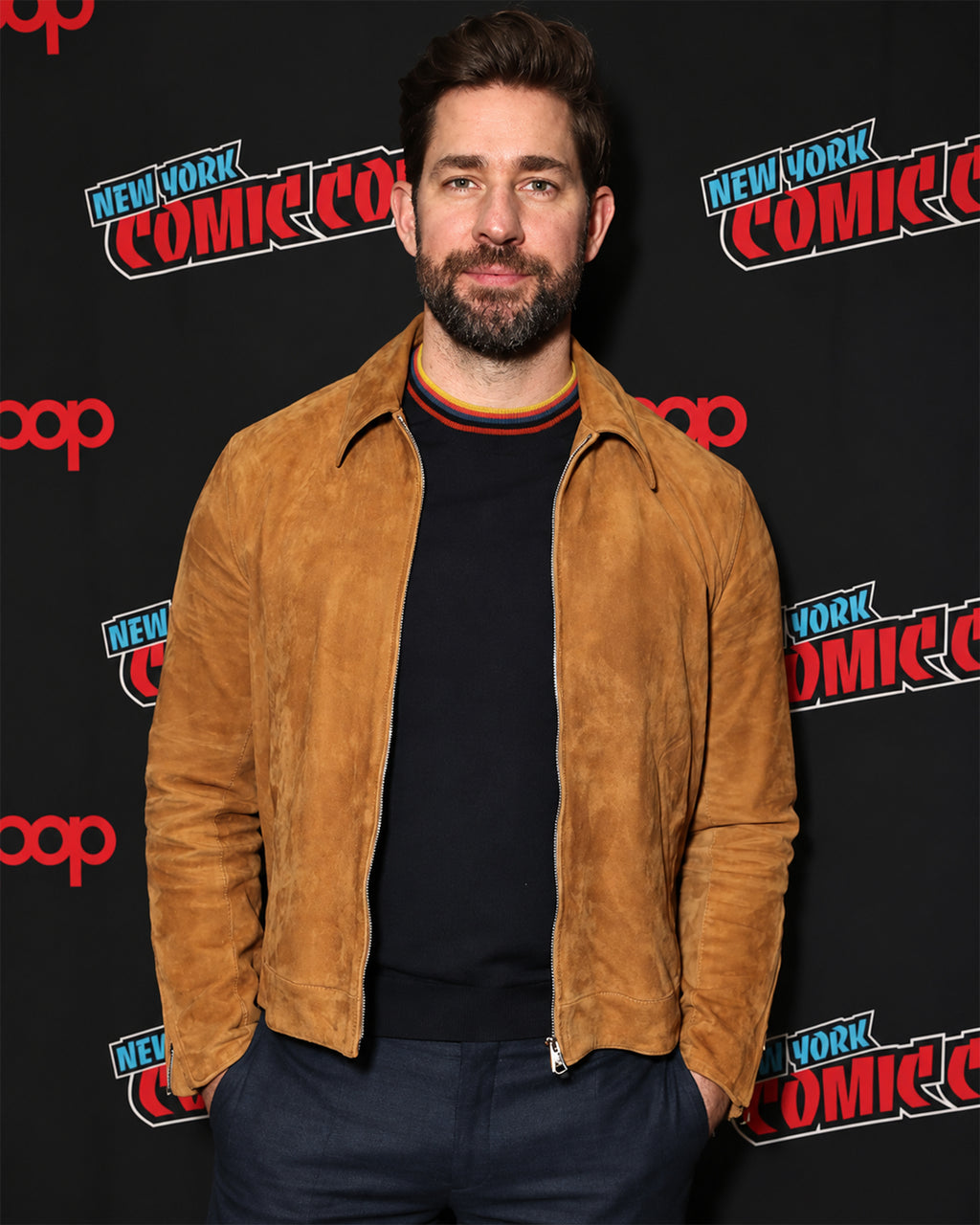 John Krasinski Brown Suede Leather Jacket