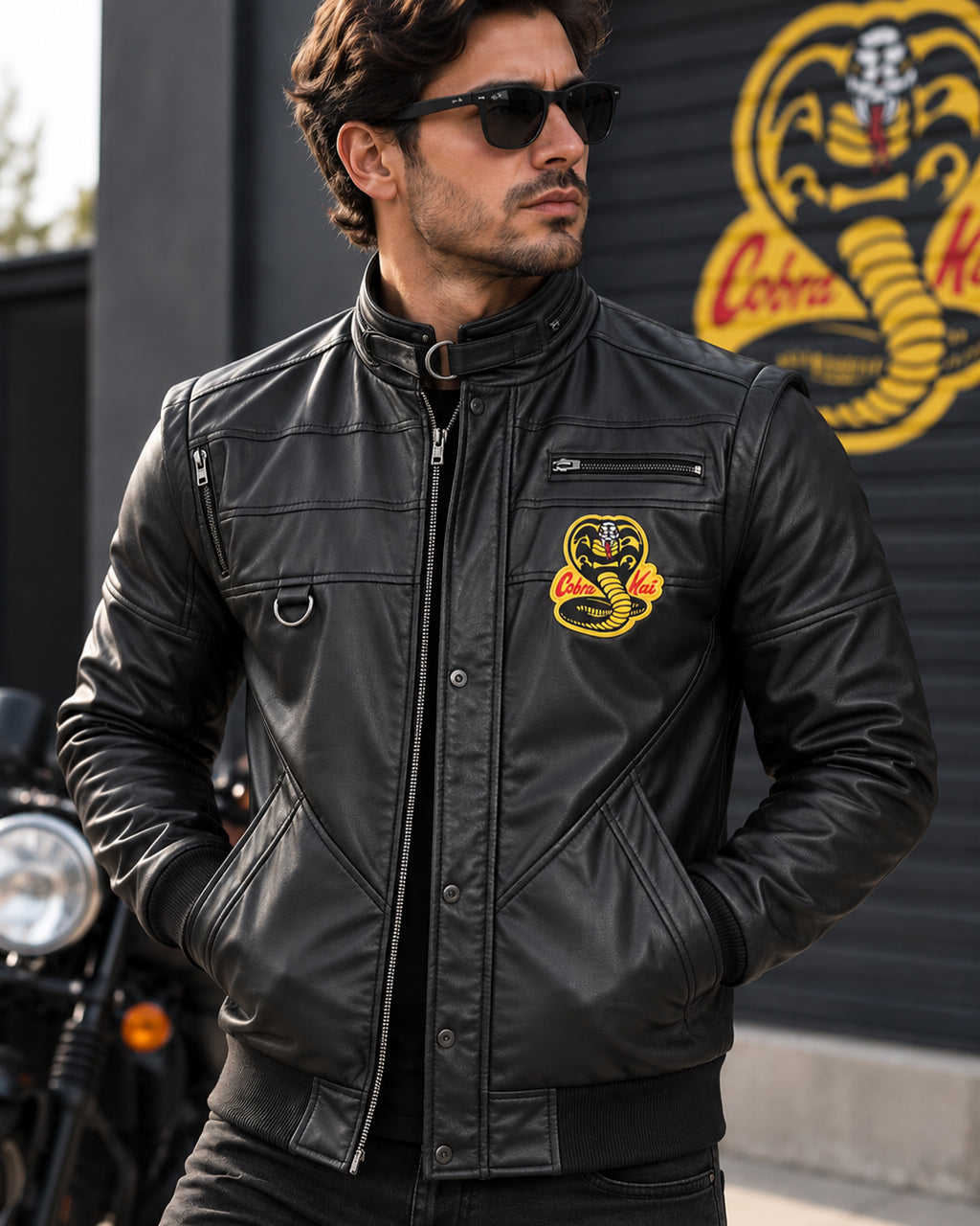 Johnny Lawrence Cobra Kai Black Leather Bomber Jacket