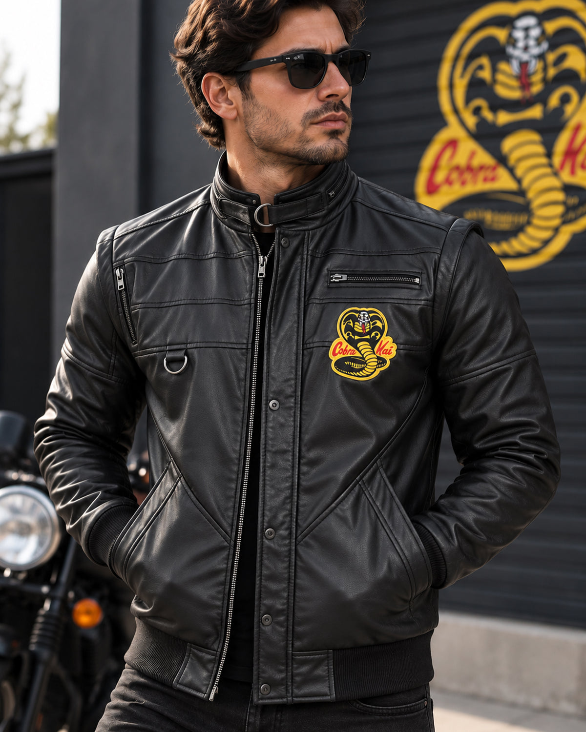 Johnny Lawrence Cobra Kai Black Leather Bomber Jacket