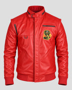Johnny Lawrence Cobra Kai Red Leather Bomber Jacket